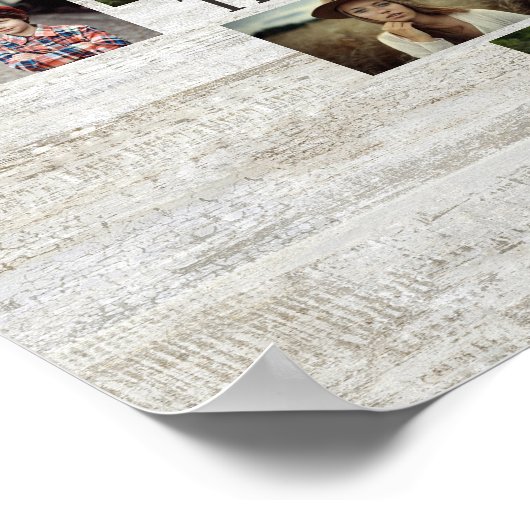 家族の写真コラージュ名でハート20写真ウッド ポスター (角)