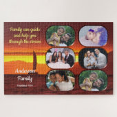 家族の写真コラージュ夕日1124 ジグソーパズル (横)