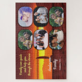 家族の写真コラージュ夕日1124 ジグソーパズル (縦)