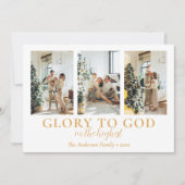 家族の写真コラージュ宗教的なクリスマス シーズンカード (正面)