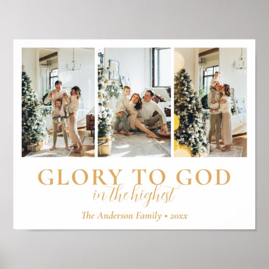 家族の写真コラージュ宗教的クリスマスプレゼント ポスター (正面)