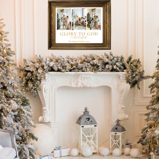 家族の写真コラージュ宗教的クリスマスプレゼント ポスター