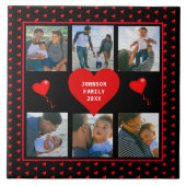 家族の写真コラージュ家族のハート黒い背景 タイル (正面)