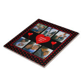 家族の写真コラージュ家族のハート黒い背景 タイル (側面)