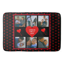 家族の写真コラージュ家族のハート黒い背景