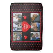 家族の写真コラージュ家族のハート黒い背景 バスマット (正面縦)