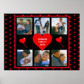 家族の写真コラージュ家族のハート黒い背景 ポスター (正面)