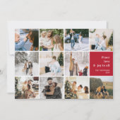 家族の写真コラージュ平和ラブジョークリスマス シーズンカード (正面)