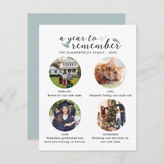 家族の写真コラージュ年in写真クリスマス シーズンカード (正面/裏面)