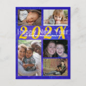 家族の写真コラージュ新年のあいさつ ポストカード (正面)