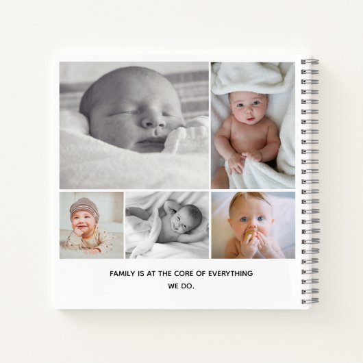 家族の写真コラージュ新年のノート ノートブック (裏面)