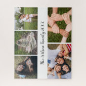 家族の写真コラージュ書道文字白 ジグソーパズル (縦)