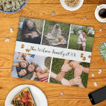 家族の写真コラージュ書道文字白 ジグソーパズル<br><div class="desc">美しい記念品、写真パーソナライズされたコラージュ家族パズル。</div>