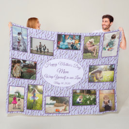 家族の写真コラージュ母の日のテンプレート フリースブランケット
