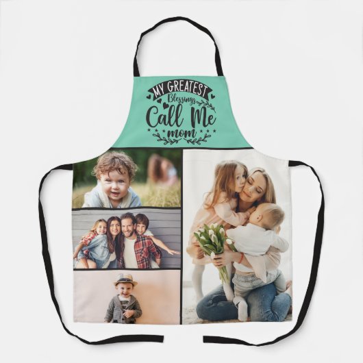 家族の写真コラージュ母の母の日4日 エプロン (正面)