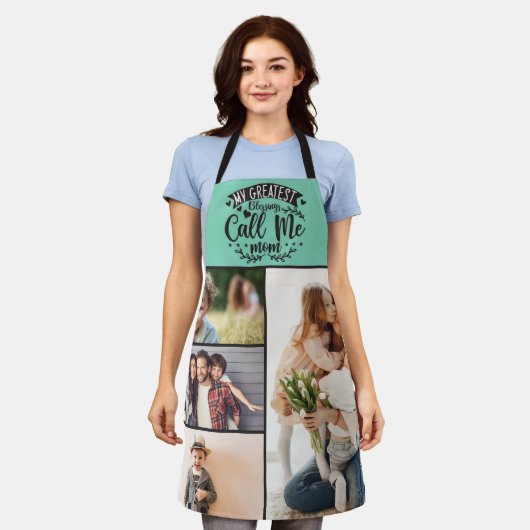 家族の写真コラージュ母の母の日4日 エプロン (着用した状態)
