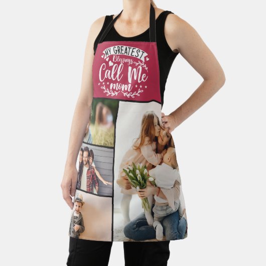 家族の写真コラージュ母の母の日4日 エプロン (インサイチュ)