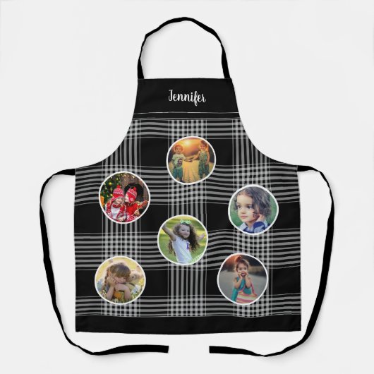 家族の写真コラージュ水牛のプレイドを作成する エプロン (正面)