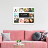 家族の写真コラージュ白と黒のカスタム キャンバスプリント (インサイチュ (リビング))