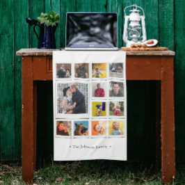 家族の写真コラージュ白 キッチンタオル