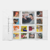 家族の写真コラージュ白 キッチンタオル (横)