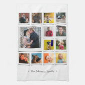 家族の写真コラージュ白 キッチンタオル (縦)