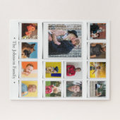 家族の写真コラージュ白 ジグソーパズル (横)