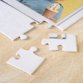 家族の写真コラージュ白 ジグソーパズル (側面)