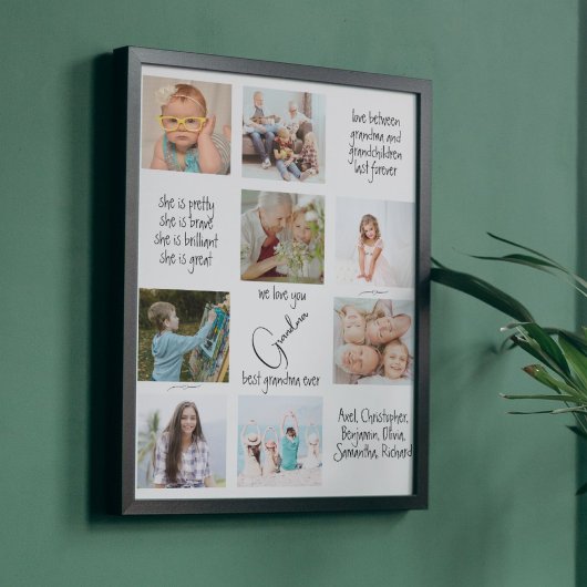 家族の写真コラージュ私たちは祖母の母の日を愛する ポスター