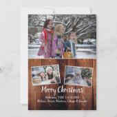 家族の写真コラージュ納屋の木メリークリスマス シーズンカード (正面)