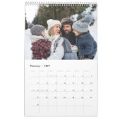 家族の写真コラージュ素朴なテラコッタモノグラム カレンダー (2月 2027)