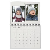 家族の写真コラージュ素朴なモノグラムブラック&クリーム カレンダー (1月 2027)