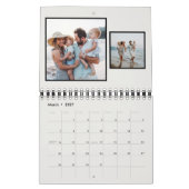 家族の写真コラージュ素朴なモノグラムブラック&クリーム カレンダー (3月 2027)
