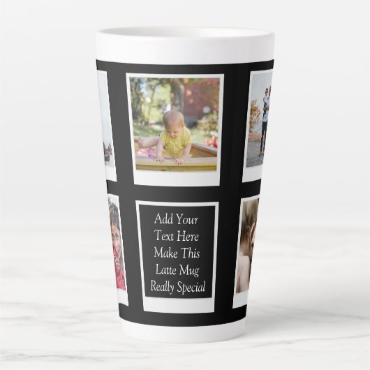 家族の写真コラージュ自分で作成 カフェラテマグ (正面)