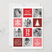 家族の写真コラージュ赤いクリスマスホリデーカード シーズンカード (正面)