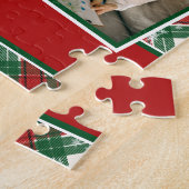 家族の写真コラージュ赤い緑の白いクリスマス ジグソーパズル (側面)
