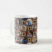 家族の写真コラージュ赤い黒バッファロープレイドキルト コーヒーマグカップ (正面左)