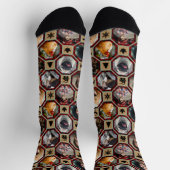 家族の写真コラージュ赤い黒バッファロープレイドキルト ソックス (上部)