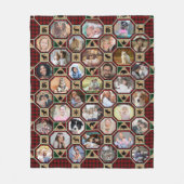 家族の写真コラージュ赤い黒バッファロープレイドキルト フリースブランケット (正面)