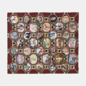 家族の写真コラージュ赤い黒バッファロープレイドキルト フリースブランケット (正面(横))