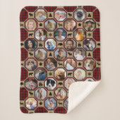 家族の写真コラージュ赤バッファロープレイドキルトLg Sm シェルパブランケット (正面)