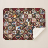 家族の写真コラージュ赤バッファロープレイドキルトLg Sm シェルパブランケット (正面(横))