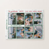 家族の写真コラージュ10枚の白パーソナライズされた色 ジグソーパズル (横)