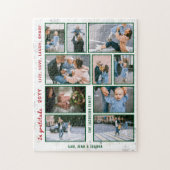 家族の写真コラージュ10枚の白パーソナライズされた色 ジグソーパズル (縦)