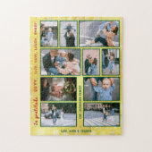 家族の写真コラージュ10画像ゴールデンパーソナライズされた ジグソーパズル (縦)