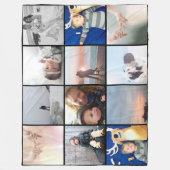 家族の写真コラージュ12平方インスタグラムの写真 フリースブランケット (正面)