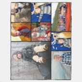 家族の写真コラージュ12平方インスタグラムの写真 フリースブランケット (正面)