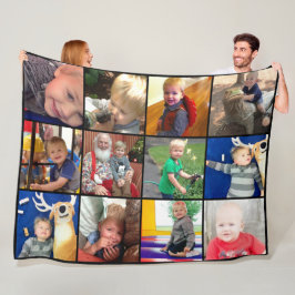 家族の写真コラージュ12平方インスタグラムの写真 フリースブランケット