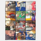 家族の写真コラージュ12平方インスタグラムの写真 フリースブランケット (正面)