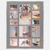 家族の写真コラージュ14写真パステルピン フリースブランケット (正面)